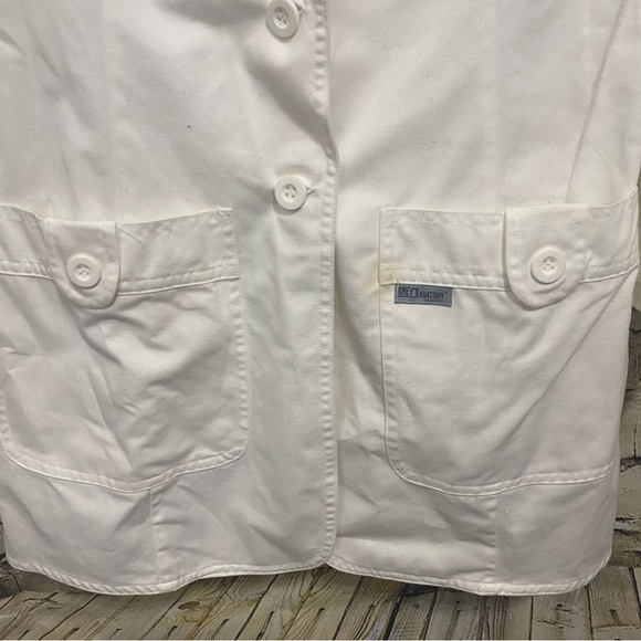 Greys Anatomy White Button Up Pocket Scrub Jacket Coat - Picture 2 of 5
